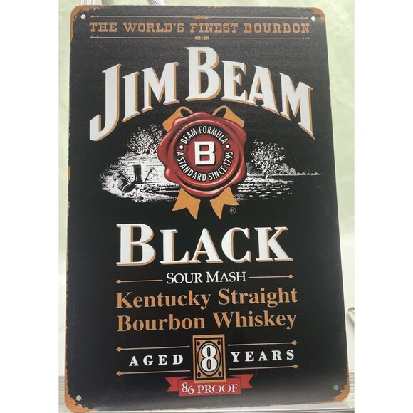 Jim Beam Black Metal SIGN 8X12 - Picture 1 of 4